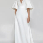 Batwing Sleeves Solid Color Split-Joint V-Neck Evening Dresses Maxi Dresses