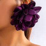 Solid Color Three-Dimensional Flower Drop Earrings