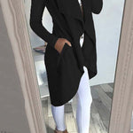 Fashion Solid Color Lapel Slim Long Windbreaker Jacket