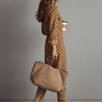 Women's Polka Dot Faux Suede Shirt Midi Dress