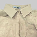 Long Sleeves Loose Buttoned Mesh Polka-Dot Split-Joint Lapel Blouses&Shirts Tops
