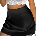 Zeagoo Women's Satin Skirt Elastic Waist A Line Skirts (DE Only)