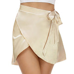 Tie Waist Self Belted Wrap Overlap A-Line Short Skirt - Zeagoo (Us Only)