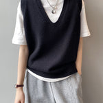 Simple 9 Colors V-Neck Loose Sleeveless Vest