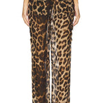 Minka Chiffon Leopard Elastic Waist Pocketed Loose Cargo Pants
