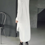 Simple Casual Solid Color Buttoned Lapel Collar Long Sleeves Midi Shirt Dress