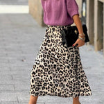 Vintage leopard print draped midi skirt