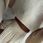 Chic Slit Cotton and Linen Casual Two-piece Set