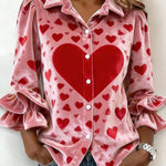 Women'S Casual Lapel Printed Velvet Shirt