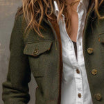 Vintage Herringbone Tweed Blazer With Velvet Trim