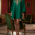 A-Line Long Sleeves Contrast Color Printed Split-Joint Stand Collar Mini Dresses