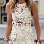 Casual Irregular Hollow Lace Tank Tops