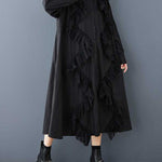 A-Line Long Sleeves Buttoned Split-Joint Lapel Midi Dresses Shirt Dress