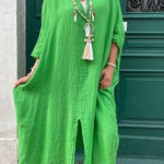 Casual Solid Asymmetrical Turndown Collar Irregular Dress Dresses