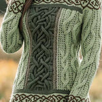 Women's Irish Celtic Knotted Contrast Jacquard Sweater