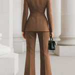 High Waisted Wide Leg Solid Color Pants Suits Bottoms