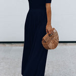 Round Neck Short Sleeve Long Jumpsuit