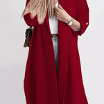 Solid Lapel 3/4 Sleeve Slit Cardigan