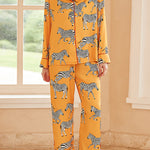 Yellow Zebra Print Home Long-sleeved Two-piece Set