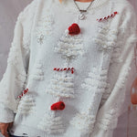 Christmas Pattern Knitted Crew Neck Long Sleeved Sweater