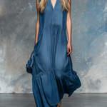 Casual And Stylish V-neck Sleeveless Frayed Edges Maxi Dress