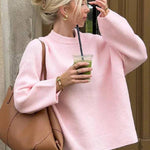 Pink Sweet Round Neck Pullover