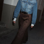 SUEDE EFFECT PLEATED MIDI SKIRT