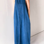 A-Line Loose Pockets Solid Color Tied Round-Neck Maxi Dresses
