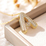 Pavé Bubble Letter Monogram Necklace