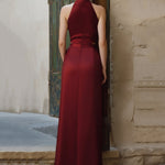 Sophisticated Satin Two-Piece Halter Set - Cropped Vest And Maxi Skirt