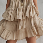 Bohemian Style Chiffon Patchwork Multi-layered Ruffle Mini Dress
