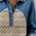 Women'S Casual Color-Blocked Pullover Sweatshirt