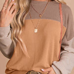 Colorblock corduroy long-sleeve top