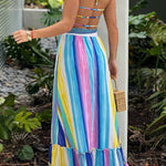 MULTICOLOR SMOCKED TOP MAXI DRESS