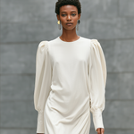 Women's Casual White Cotton And Linen Round Neck Loose Long-sleeved Maxi Dress