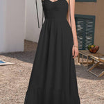 Spaghetti Strap Ruched Waist-Cinched Tiered Maxi Dress