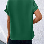 Loose Short Sleeves Contrast Color V-Neck T-Shirts Tops