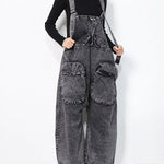 Original Cool Denim Split-Joint Square-Neck Overalls