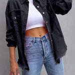 Long Sleeves Loose Fringed Pockets Lapel Outerwear
