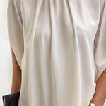 Loose Short Sleeves Solid Color Stand Collar Mini Dresses