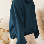 Zip Drawstring Long Sleeve Hoodie
