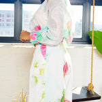 Long Sleeves Loose Floral Printed Gauze See-Through Split-Joint Lapel Blouses&Shirts Tops