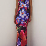 Sexy Open-Back Lace-Up Print Dress