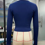 Long Sleeves Skinny Hollow Solid Color Round-Neck T-Shirts Tops