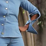 Long Sleeves Asymmetric Buttoned Hollow Lapel Pants Set Two Pieces Set