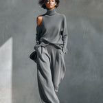 Women's One-shoulder Cut-out Modern Knit-Blend Set