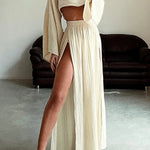 Chic Slit Cotton and Linen Casual Two-piece Set