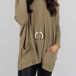 Winter Melodies Knit Crew Neck Front Pockets Oversized Sweater