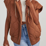 Fall and Forever Zipper Pocket Hooded Quilted Cotton Vest