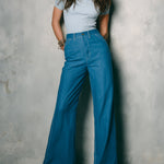 Retro High-waisted Tencel Denim Straight-leg Pants